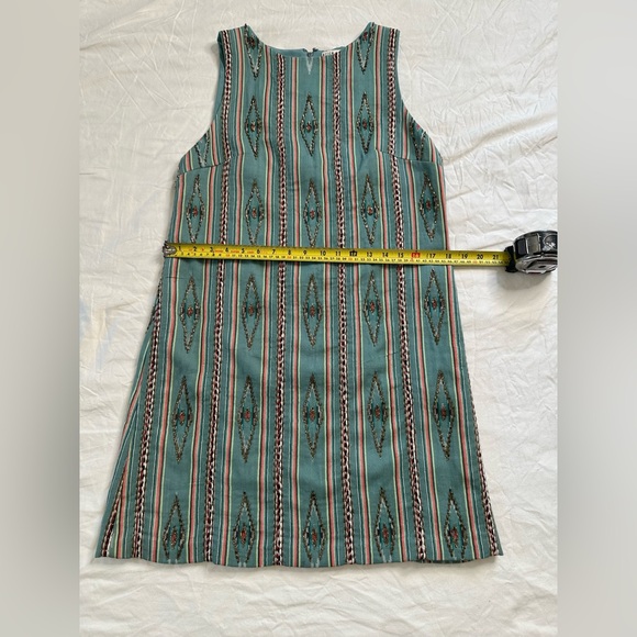 Alice + Olivia Beaded Ikat Stripe Shift Dress Southwest Boho Blue Multi NWT 12 - Picture 12 of 13